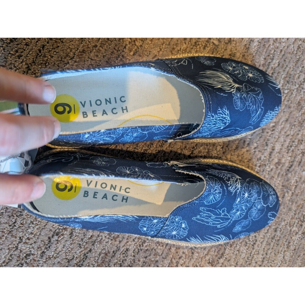 Vionic Beach Canva S 9 Laguna Espadrille Slip-On Shoes Blue Ocean Flats Women's - Picture 3 of 6